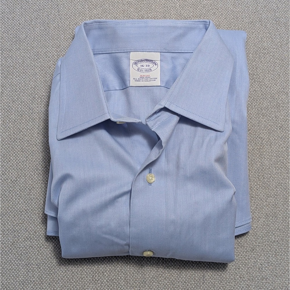 Brooks Brothers Men's Vintage Dress Shirt Blue 16-33 Slim Fit Cotton